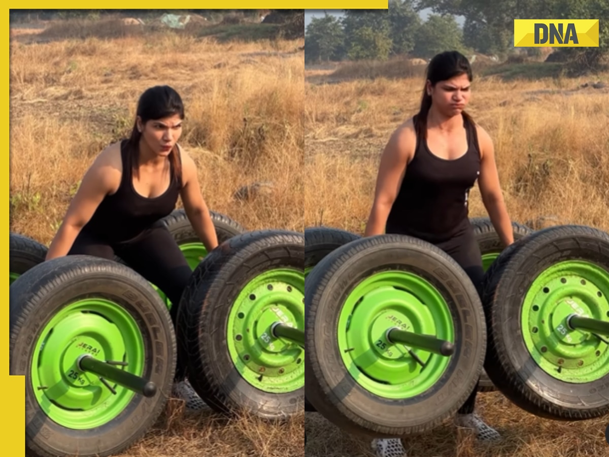 Viral video: Woman effortlessly lifts four massive tyres, internet is stunned