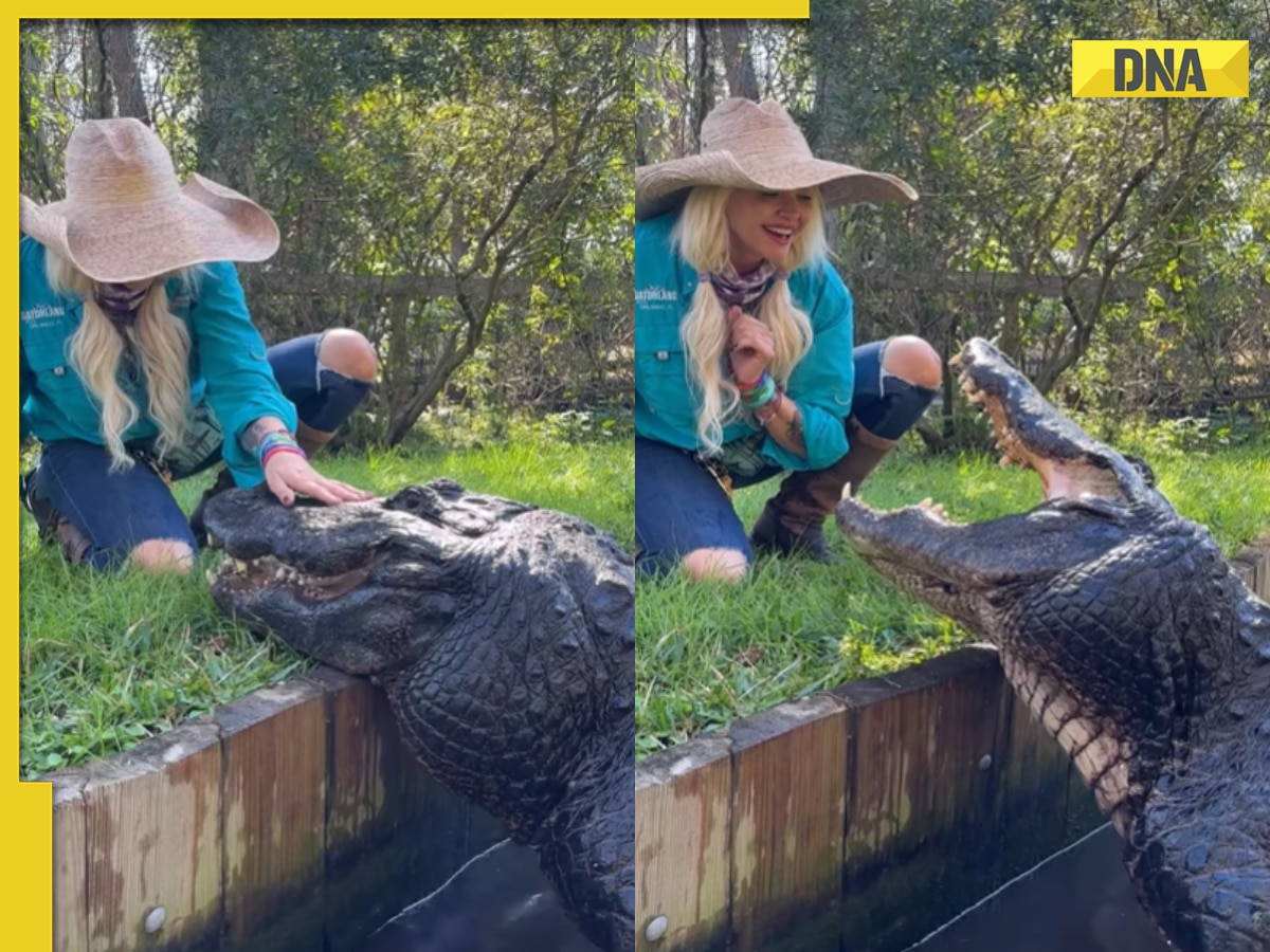 Woman fondles alligator in viral video, leaves internet shocked