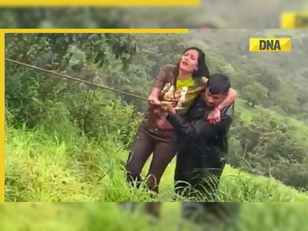 Watch: Woman falls into 100-ft gorge at Maharashtra’s waterfall while clicking selfie, video of her rescue goes viral