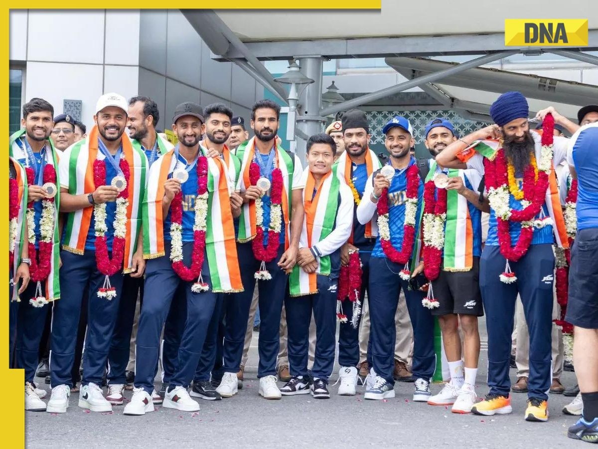 Indian men's hockey team returns home from Paris Olympics, receives grand welcome at Delhi airport