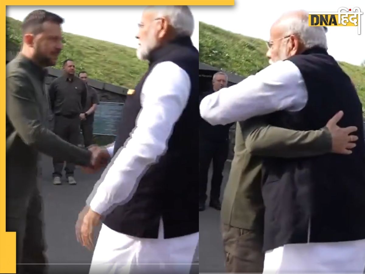 PM Modi in Ukraine: कीव में जेलेंस्की से मिलते ही गले लगे पीएम मोदी, भारतीय समुदाय ने किया जोरदार स्वागत