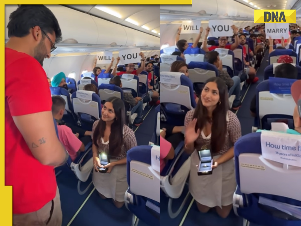 Viral video: Girlfriend proposes to her boyfriend aboard IndiGo flight, and result is pure magic