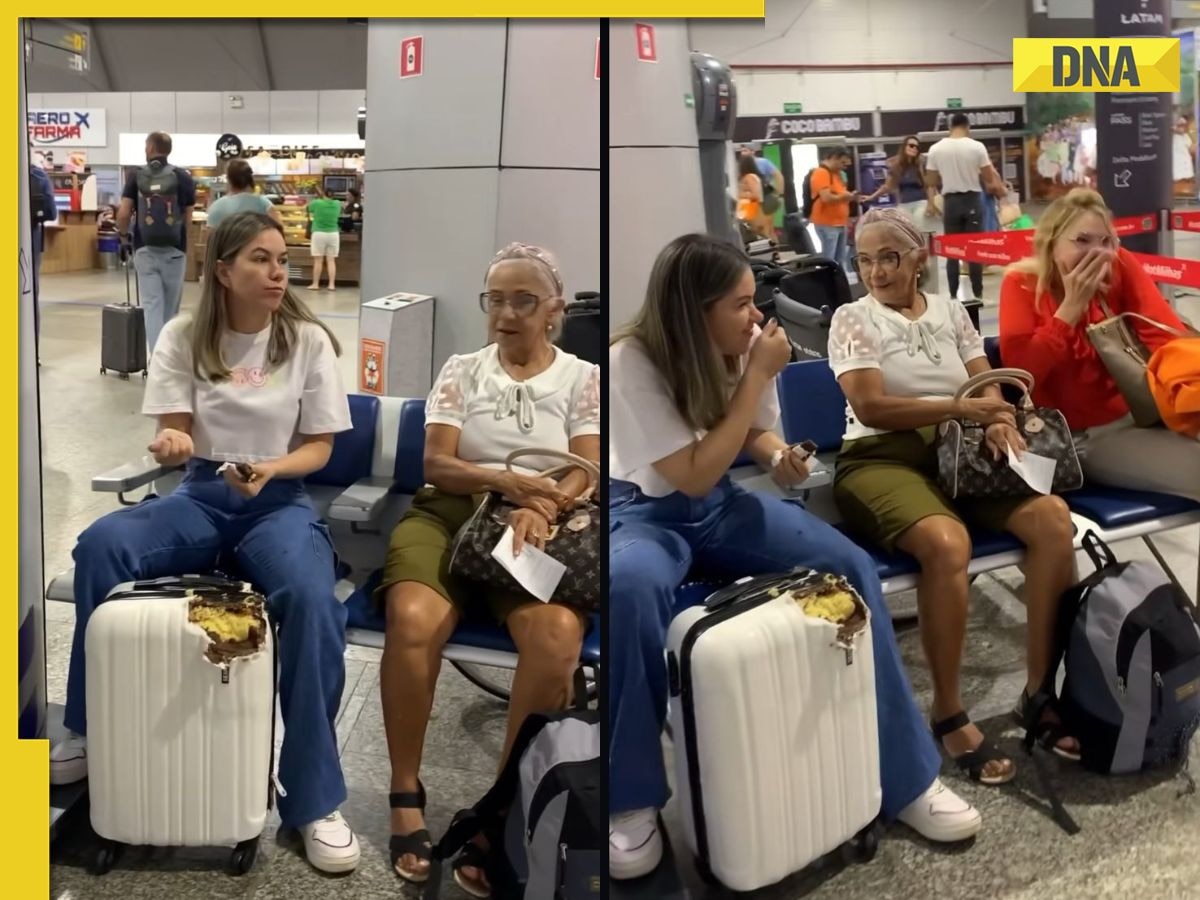 Viral video: Woman leaves airport passengers in shock as she bites into her realistic 'suitcase' cake, watch