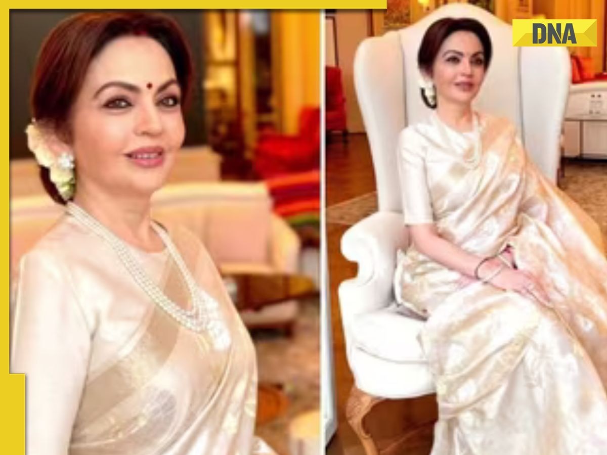 Nita Ambani dazzles in opulent ivory saree and multi-layered pearl necklace, watch