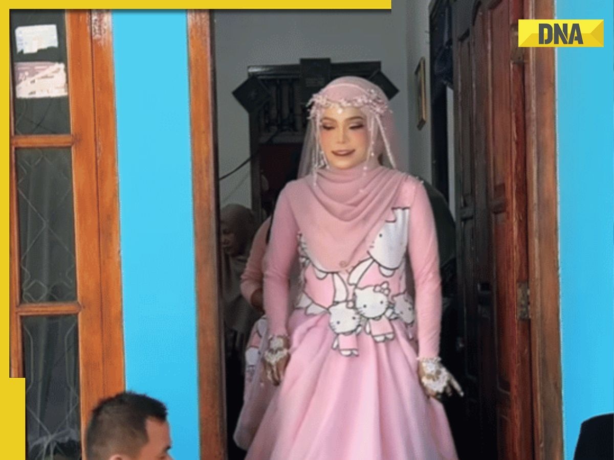 Viral video: Bride’s pink hello kitty wedding dress sparks mixed reactions online, watch