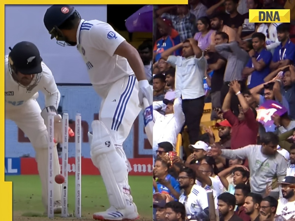 Watch: Rohit Sharma left in disbelief after freak dismissal against New Zealand, Chinnaswamy crowd left stunned