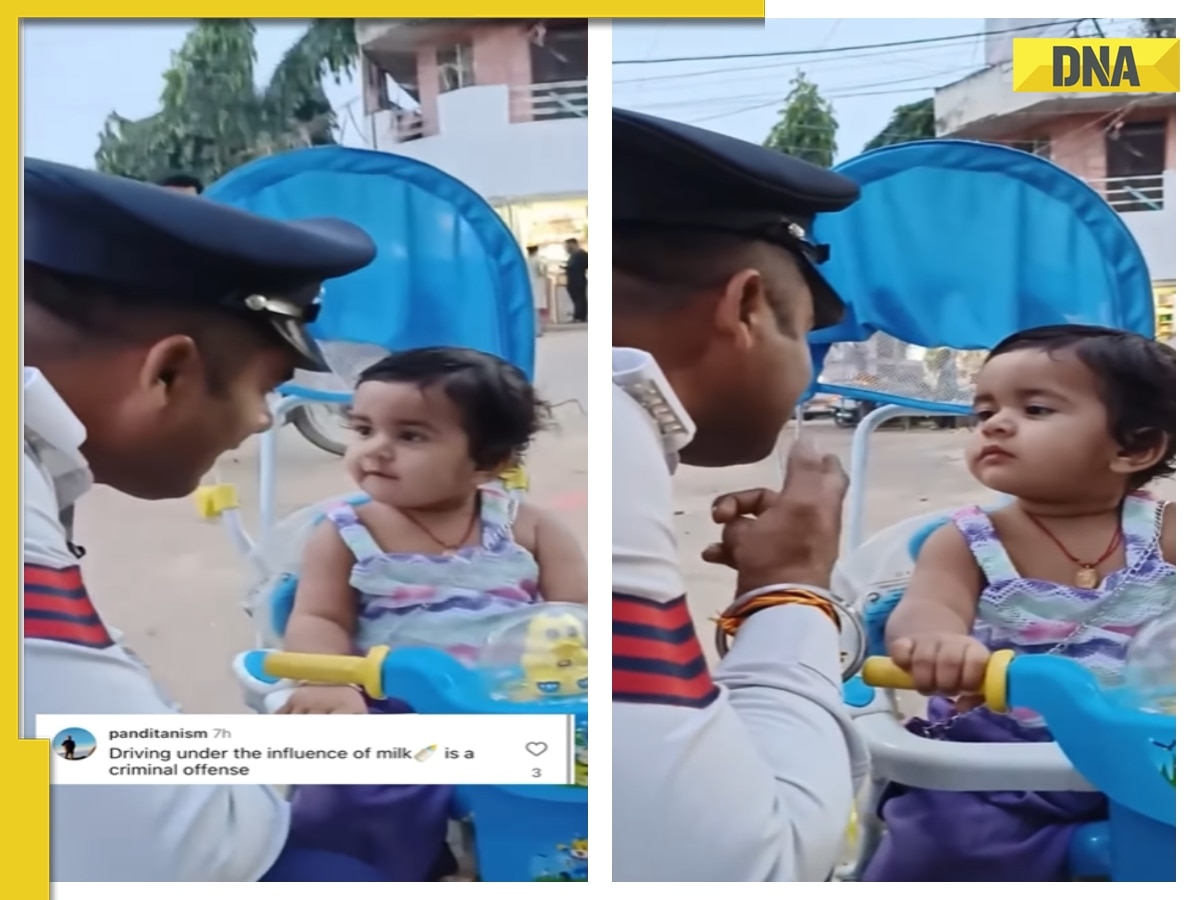 'Kidhar hai license?' Cop's funny interaction with kid driving tricycle impresses netizens, WATCH viral video 