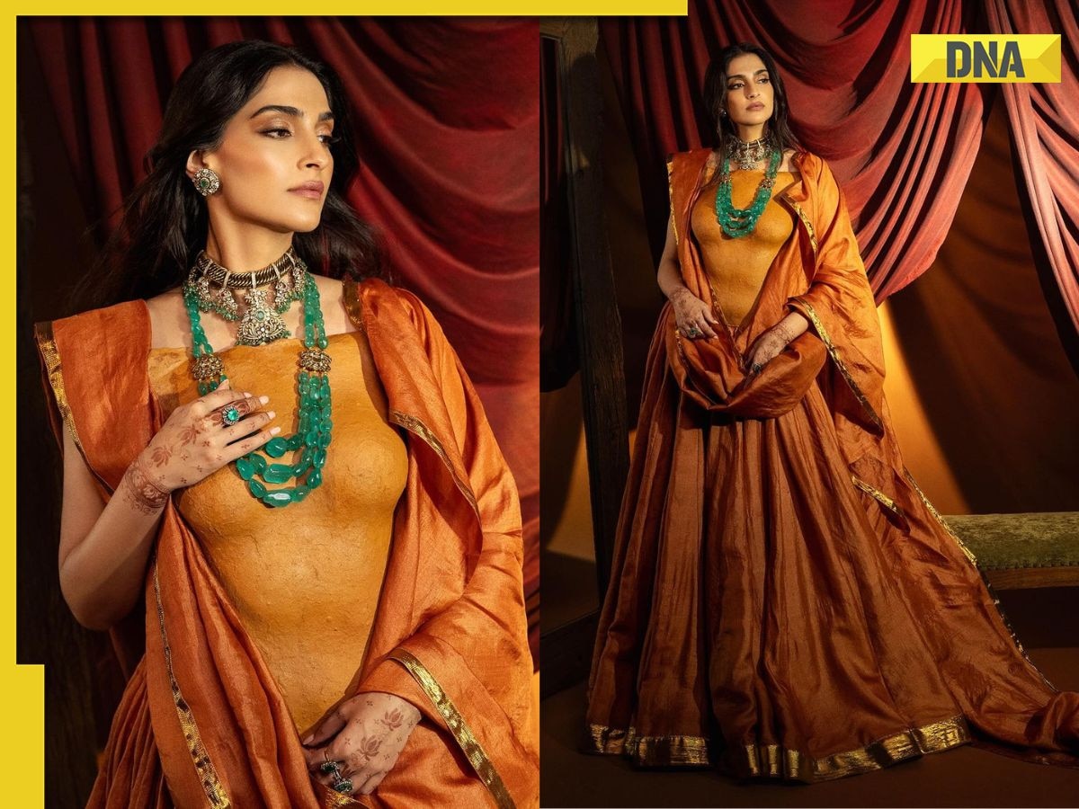 Sonam Kapoor dazzles in rust lehenga with unique soil and clay body ornament at Diwali party