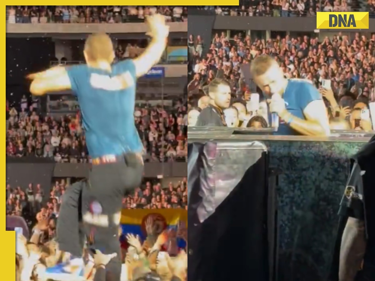 Coldplay's Chris Martin falls through stage trap door while performing live in Australia