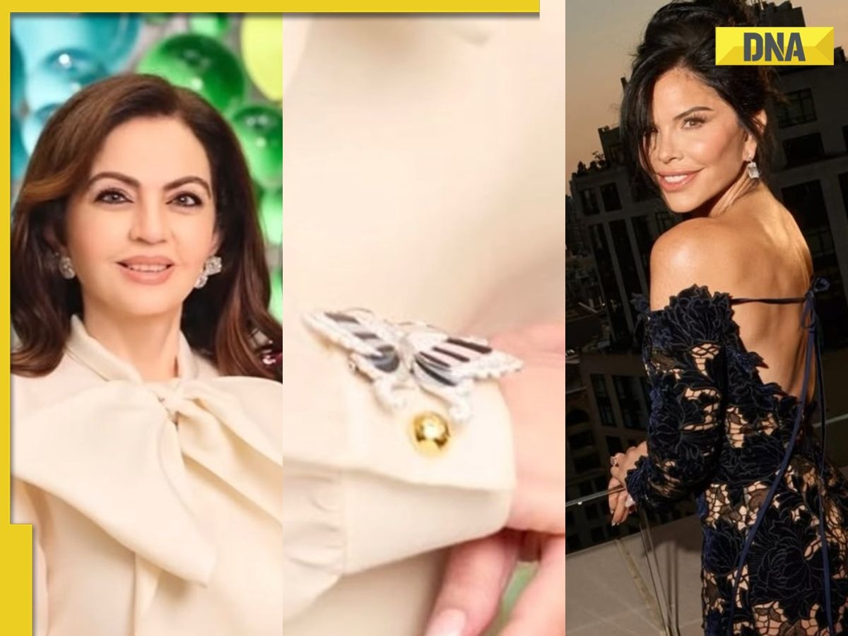 Mukesh Ambani's wife Nita Ambani's dazzling diamond brooch catches Jeff Bezos' fiancee Lauren Sanchez's eye at NMACC 
