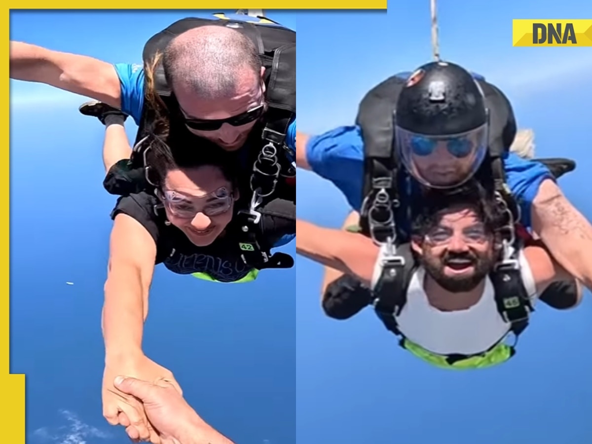 Sonakshi Sinha, Zaheer Iqbal 'jump off a plane', celebrate engagement anniversary on 'highest’ note: Watch