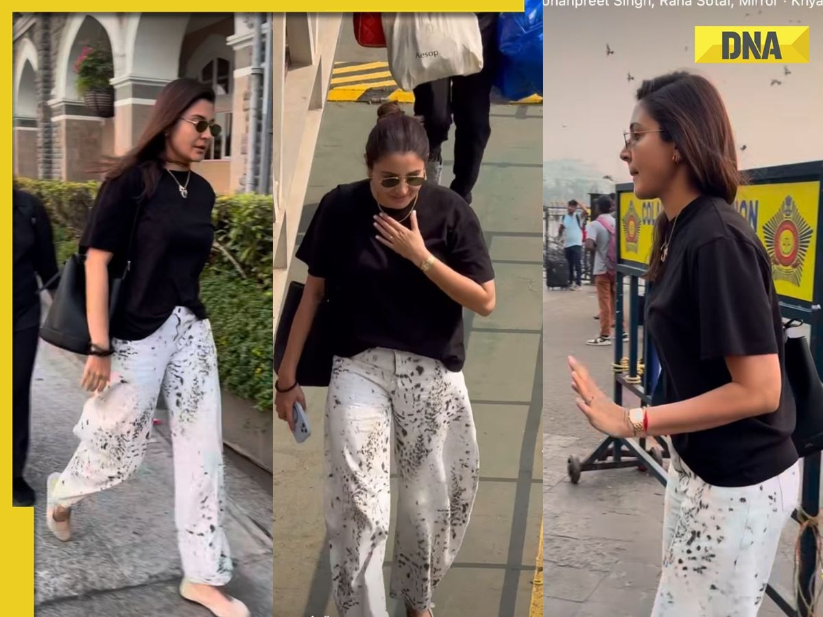Anushka Sharma spotted in leopard-print denim as she returns from Alibaug with Virat Kohli