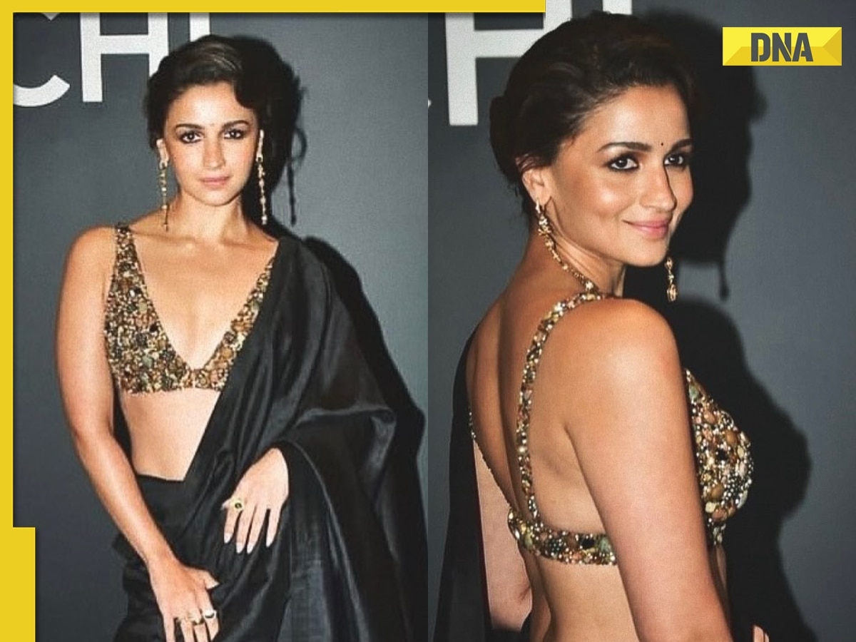 Alia Bhatt looks mesmerising in black saree, steals the limelight at Sabyasachi’s 25th-year runway show