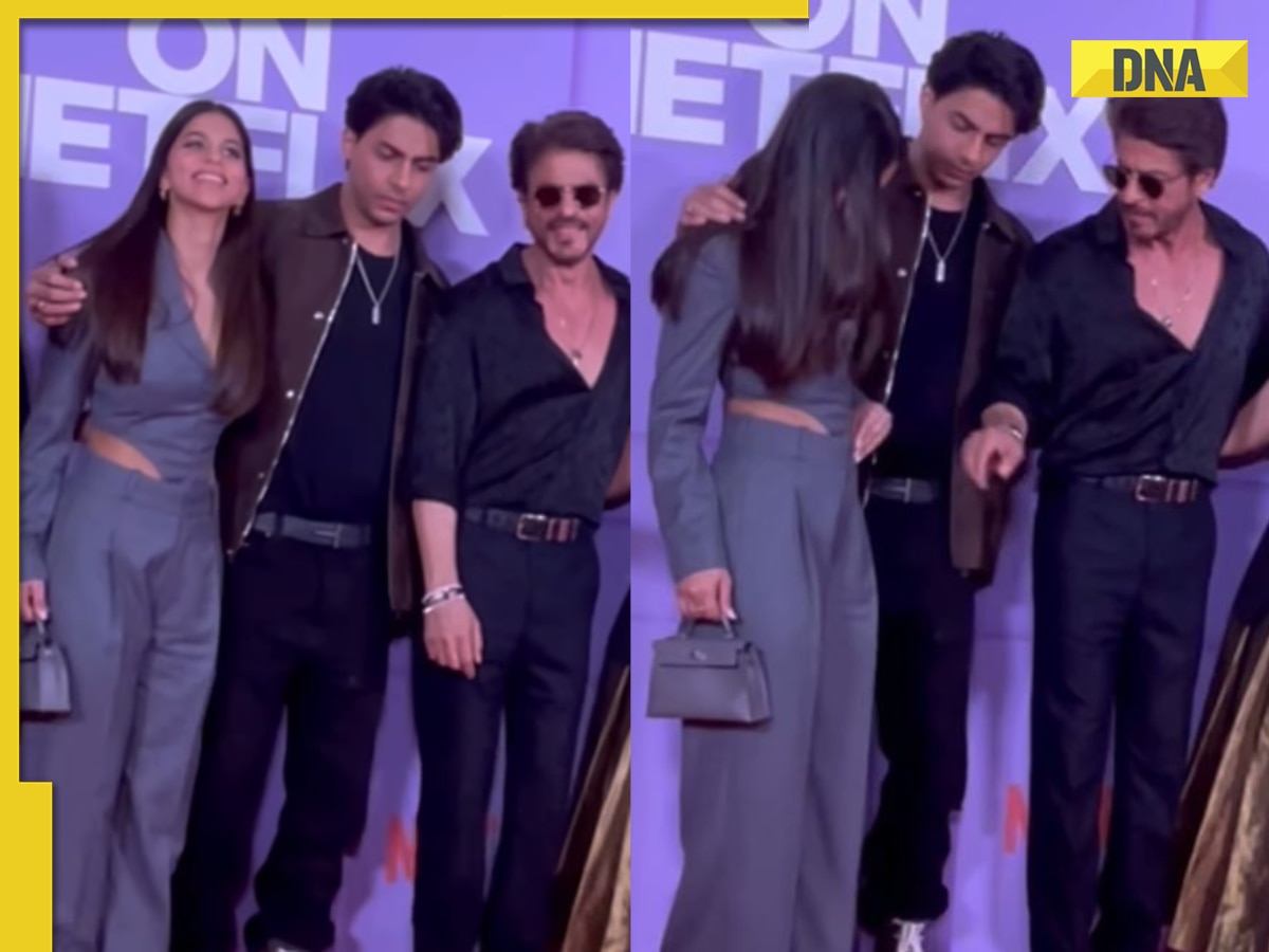 Shah Rukh Khan fixes Suhana's dress at Aryan Khan's directorial launch, netizens react 'just tell her...this is weird'
