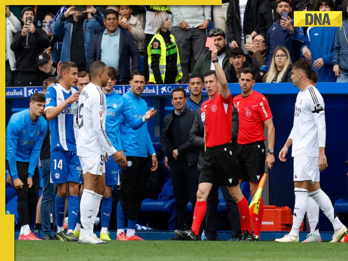 Nightmare for Kylian Mbappe, receives first Real Madrid red card for this horror tackle against Alaves, watch
