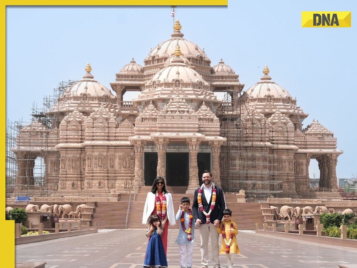 US Vice President JD Vance visits Delhi's Akshardham Temple with wife Usha Vance and kids, watch here