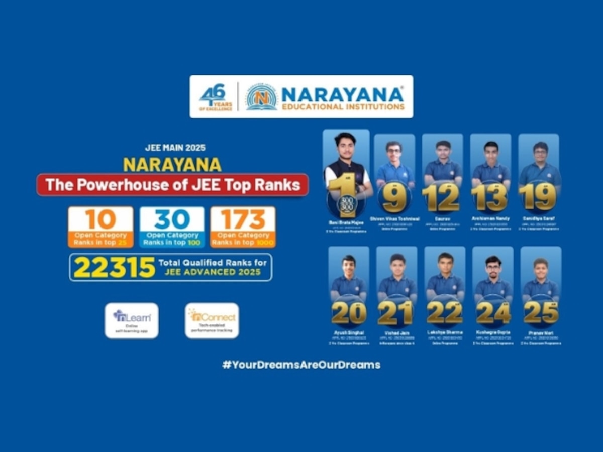 Narayana Educational Institutions Tops JEE Main 2025!