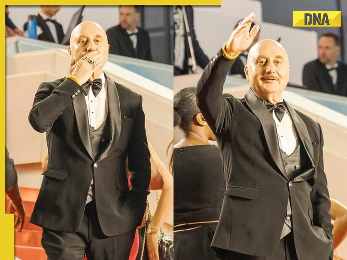 Anupam Kher gives flying kiss, walks the Cannes 2025 red carpet in style