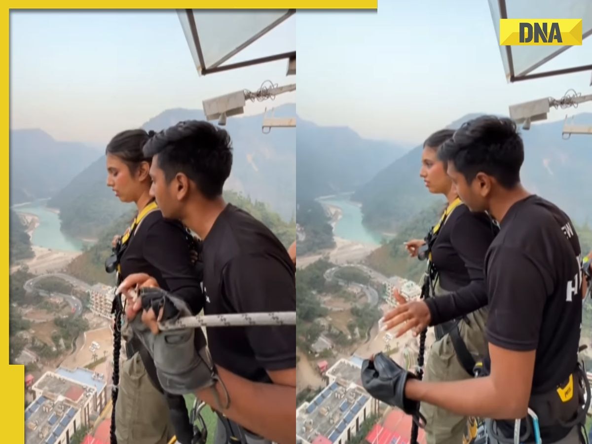 'She finally did it': Viral video shows instructor helping scared tourist with bungee jumping in Rishikesh