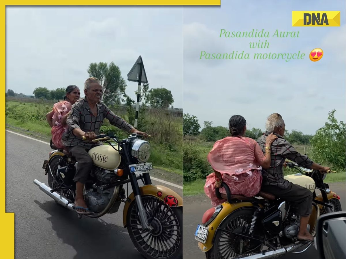 Viral video: Elderly couple’s enjoys motorcycle ride together, internet calls the, 'desi Jack and Rose'