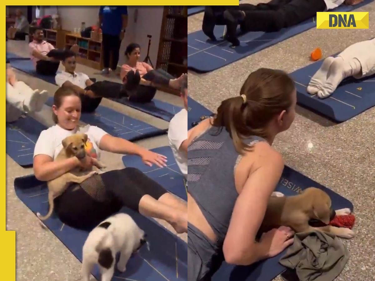 Australian diplomats celebrates 'Yoga Day' with adorable puppy in Delhi: 'Perfect way to find your zen'