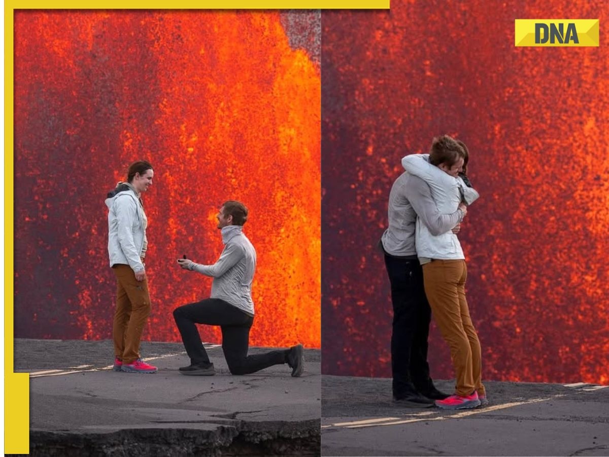 Hot proposal alert! Couple gets engaged in front of molten lava, WATCH viral video