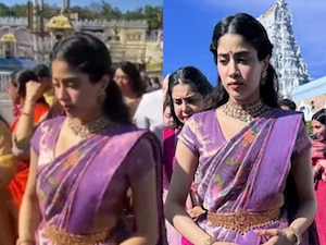 Peddi star Janhvi Kapoor seeks blessings, climbs 3,550 steps barefoot at Tirumala temple