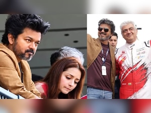 'Indian version of Coldplay kiss cam': Netizens react as Vijay, Trisha's awkward moment from Ajith Kumar's Silverstone race goes viral