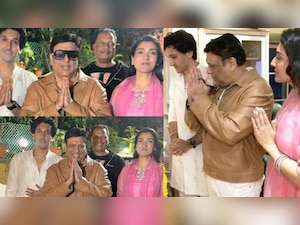 Where is Sunita Ahuja? Govinda poses with Yashvardhan and Tina at Ganpati celebrations | Watch