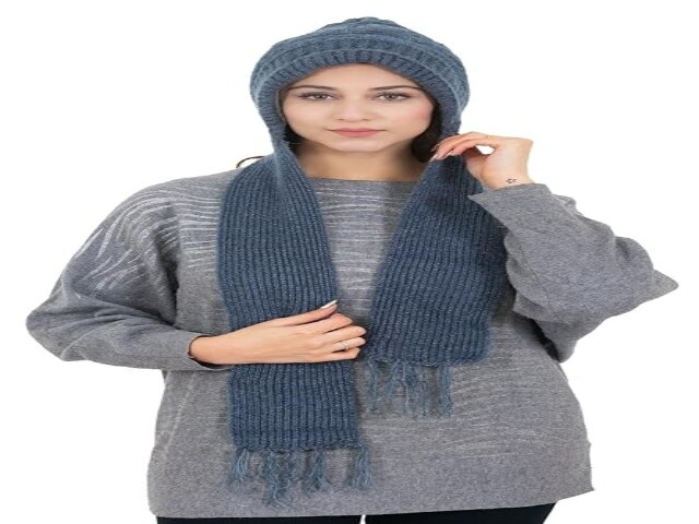 AMOLDO Women Warm and Soft Winter Woolen Muffler Cap