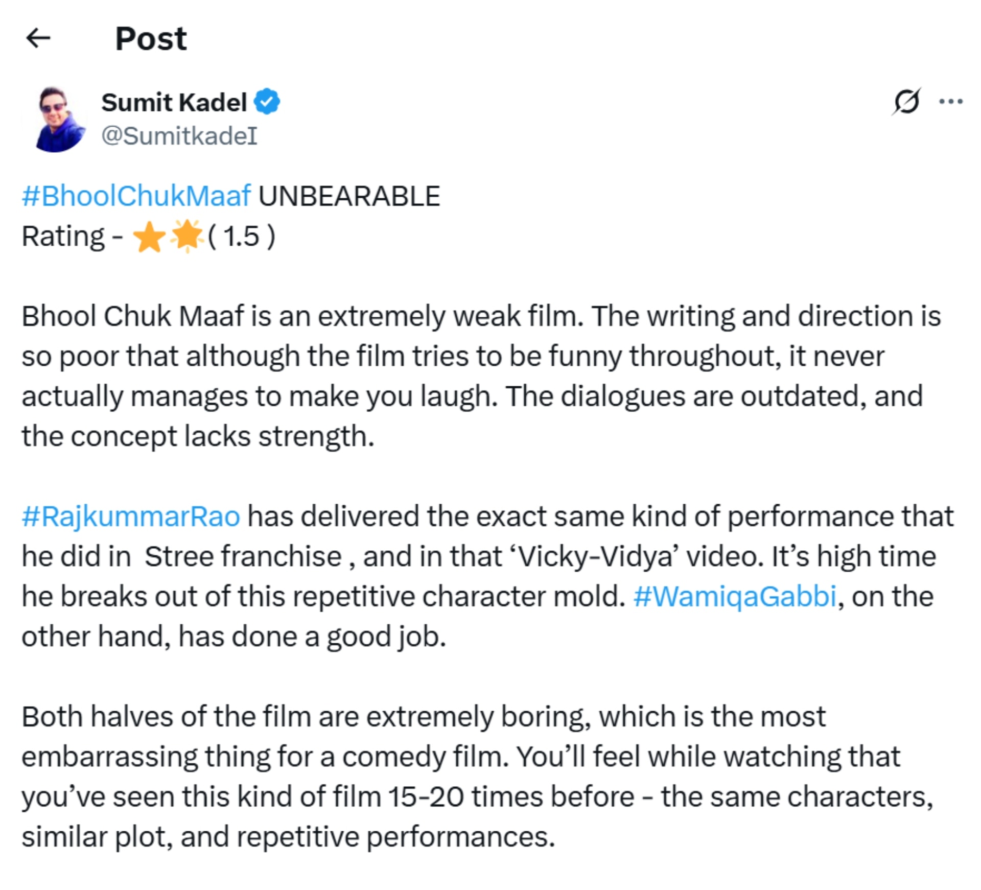 Bhool chuk Maaf Review