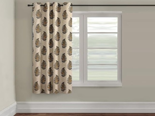 Cortina Leaf Design Polyester Window Curtain