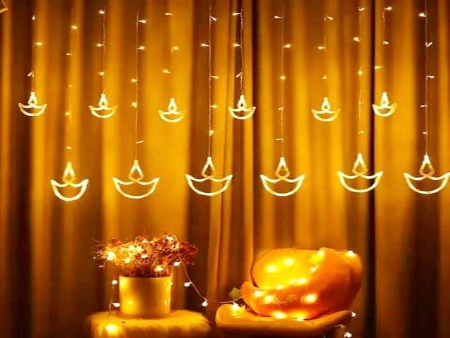 FLYNGO 12 Diya 138 LED Curtain String Lights