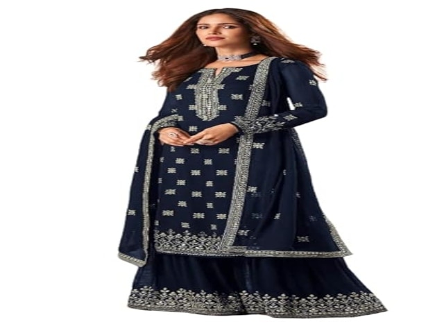 Fashion Basket Women's Crape Blue Kurta