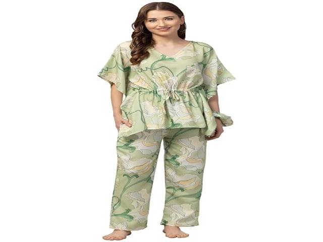 Fflirtygo Light Brown Kaftan and Pyjama Set