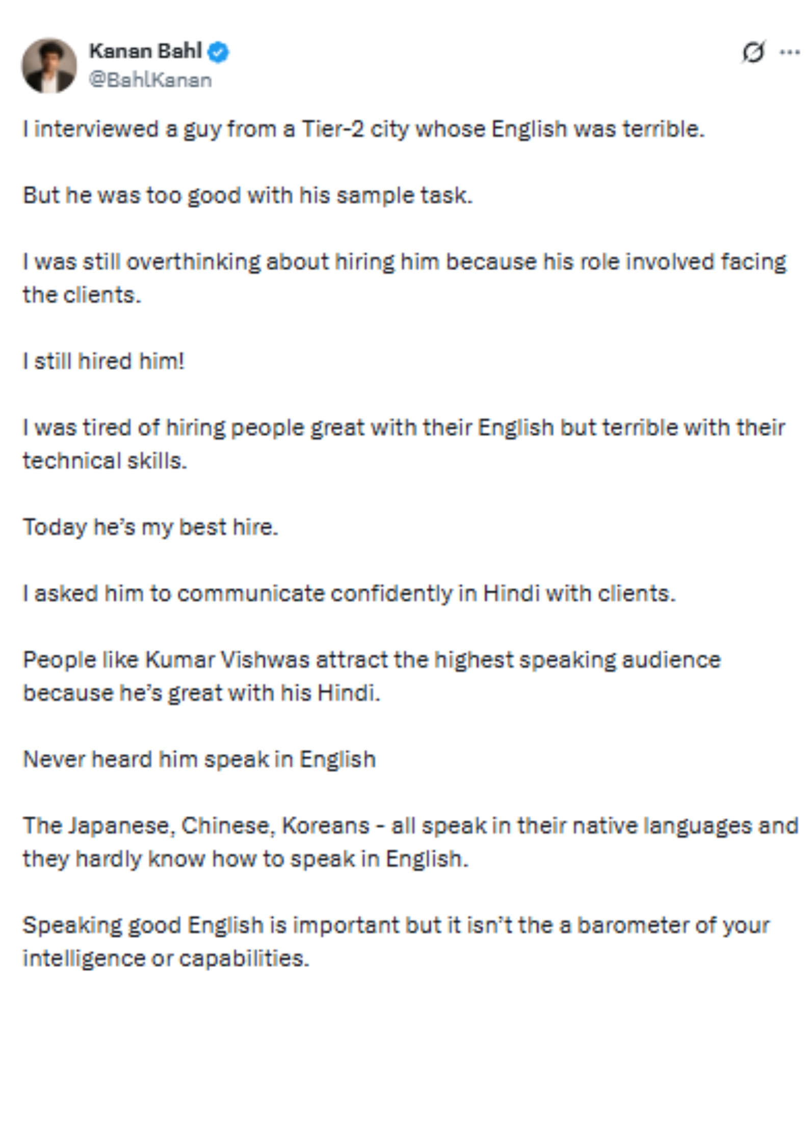 Kanan Bahl Hiring Story