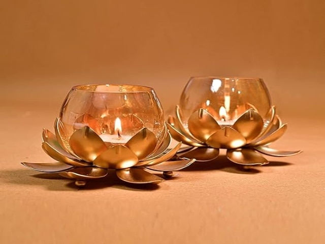 Lotus Shape Brass Tea Light Candle Holder