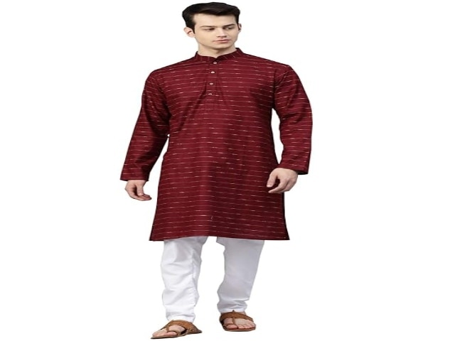 MANQ Men's Cotton Kurta With Pyjama Set