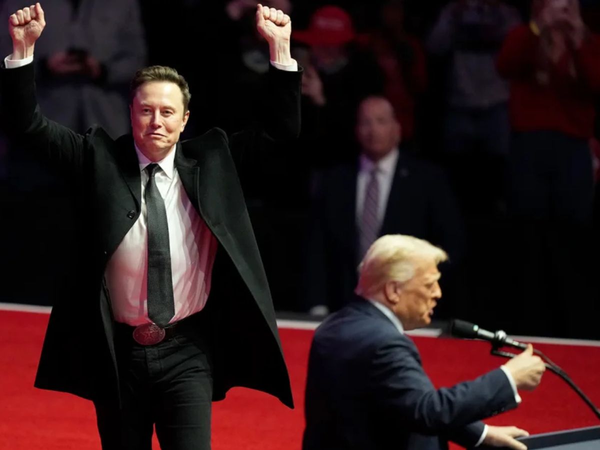 Elon Musk cheering for Donald Trump