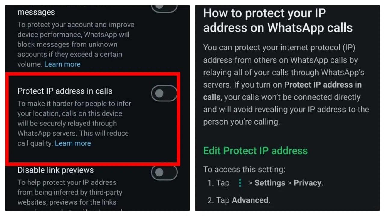 WhatsApp Call Privacy