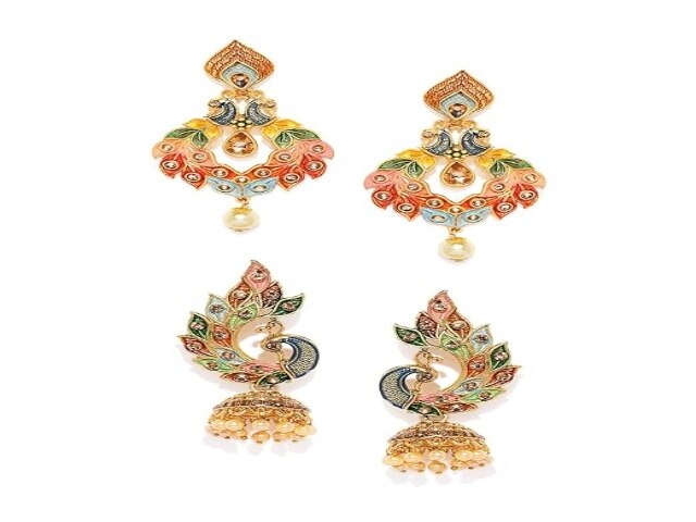 ZAVERI PEARLS Women's Non Precious Metal Jhumki Earrings