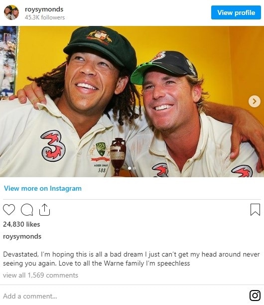 Andrew Symonds last Instagram post