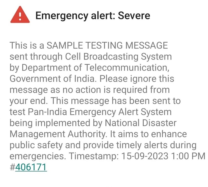 emergency alert severe (ऐसा आया होगा मैसेज)