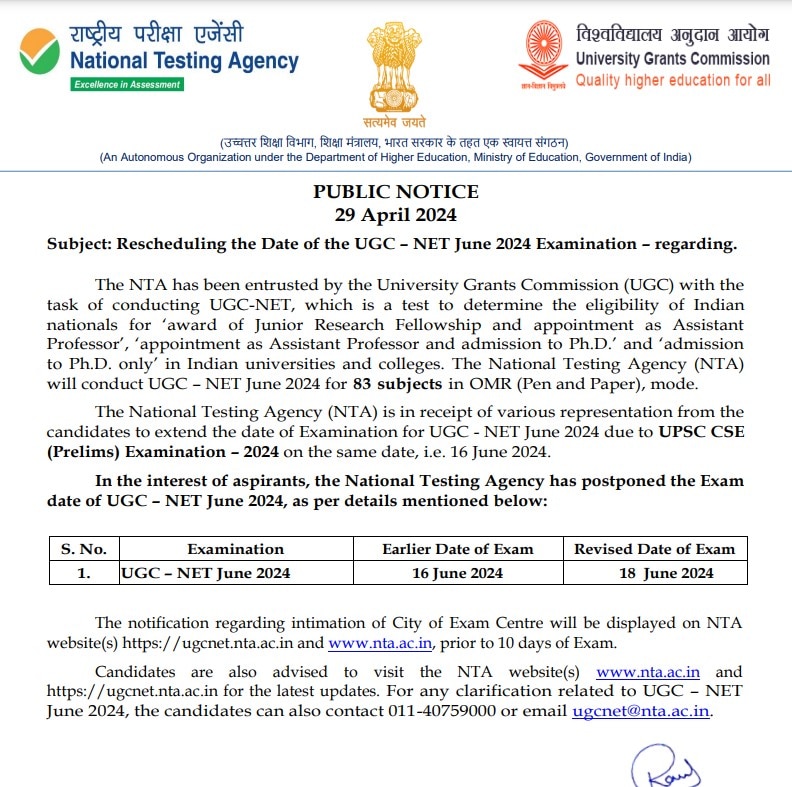 UGC NET Notice