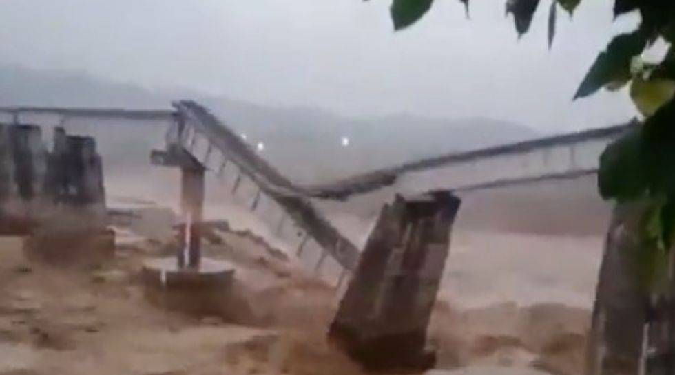 Bridge collapse due to heavy rain