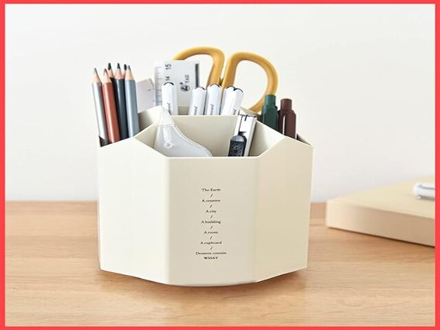 wolpin Desk Organizer 5 Compartment Pen & Pencil Stand