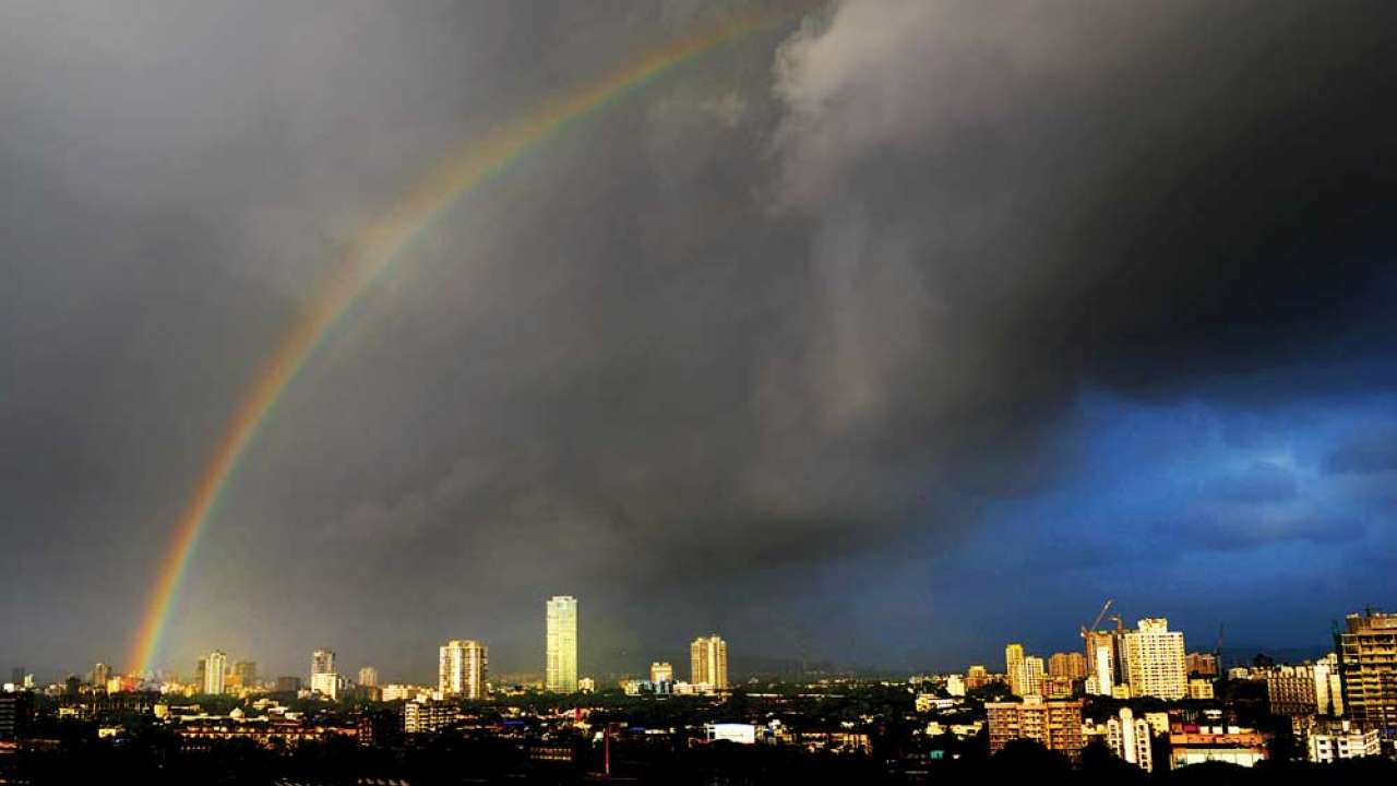 Rainbow over mumbai city