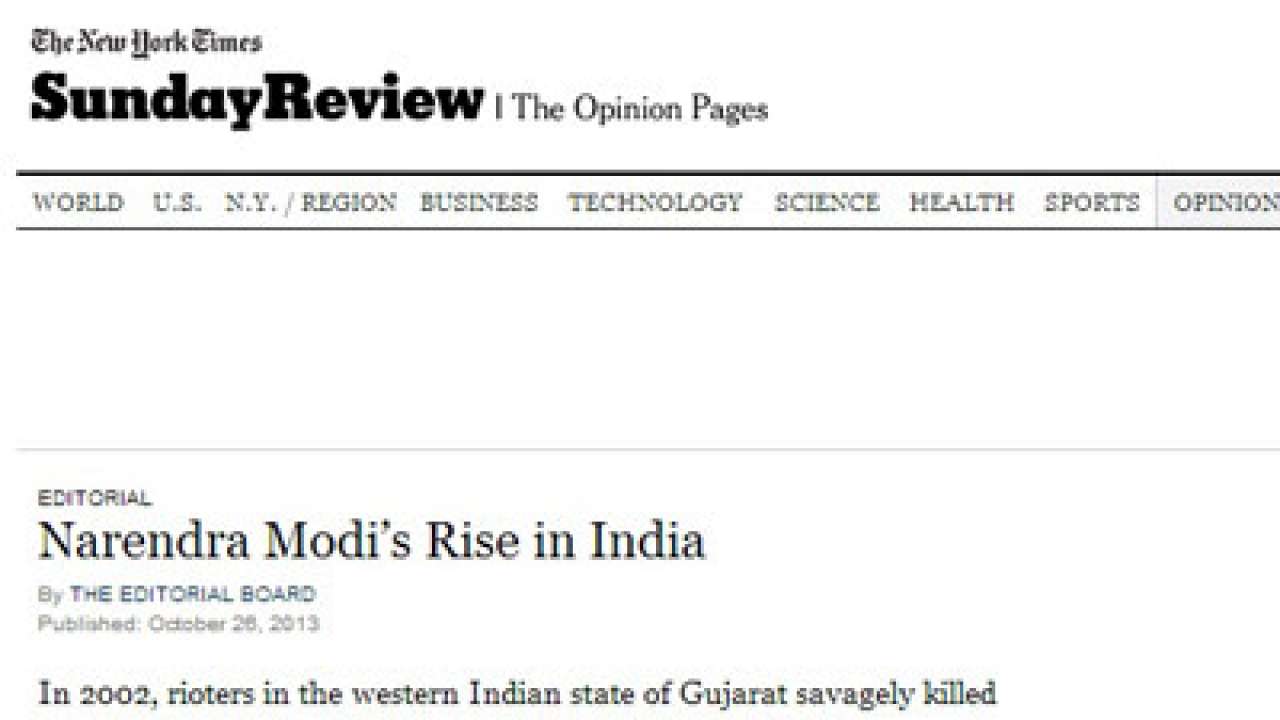 Narendra Modi cannot lead India effectively: New York Times Editorial Board