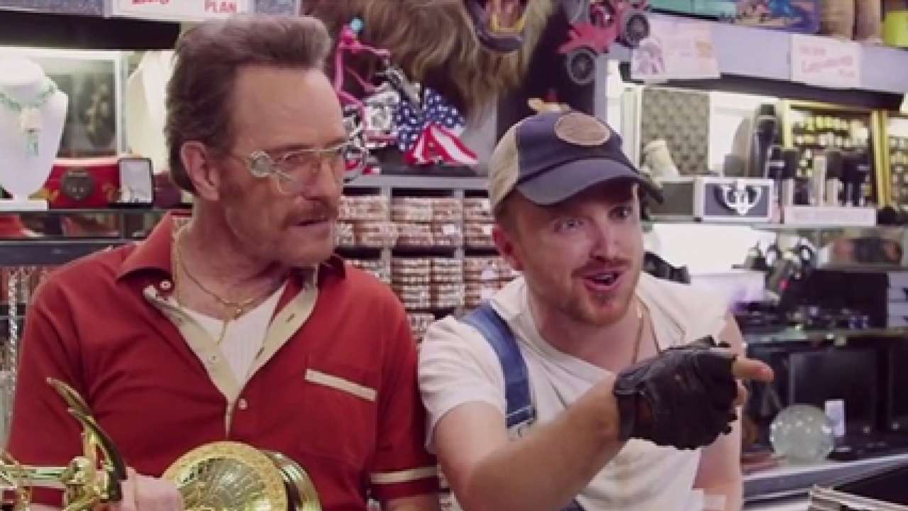 Breaking Bad Stars Bryan Cranston And Aaron Paul Reunite In Julia Louis Dreyfus Emmy Promo