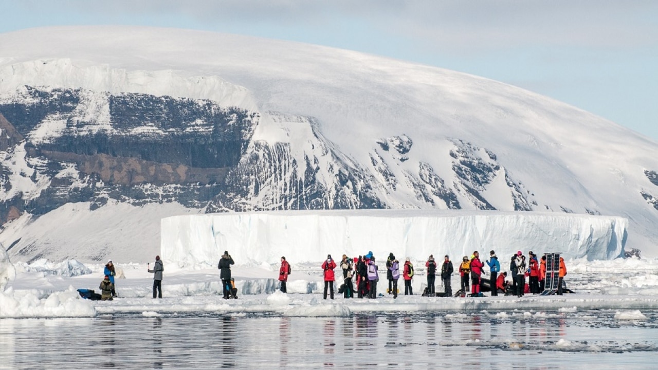 First ever in the history of expedition. Made to land on floating iceberg. Image Credit: Ankit Taparia